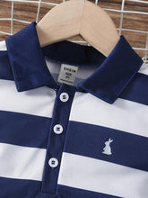 Young Girl Polo Collar Striped Dress, Fashionable & Elegant College Style